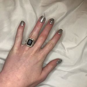 Black and diamond ring